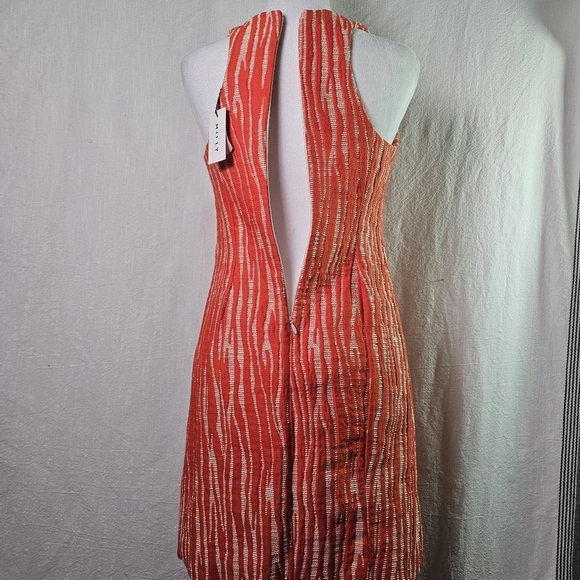 Milly Zebra Jacquard Womens Dress Sz 0 Persimmon Raceback Knee Length - Picture 8 of 15